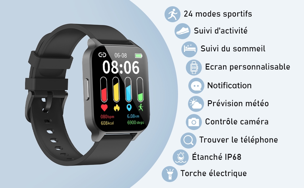 Montre Connectée Femme Smartwatch Sport Tactile Podometre  Cardiofrequencemetre Oxymetre Montre Intelligente Android iOS SMS – La  Boutique Diverse