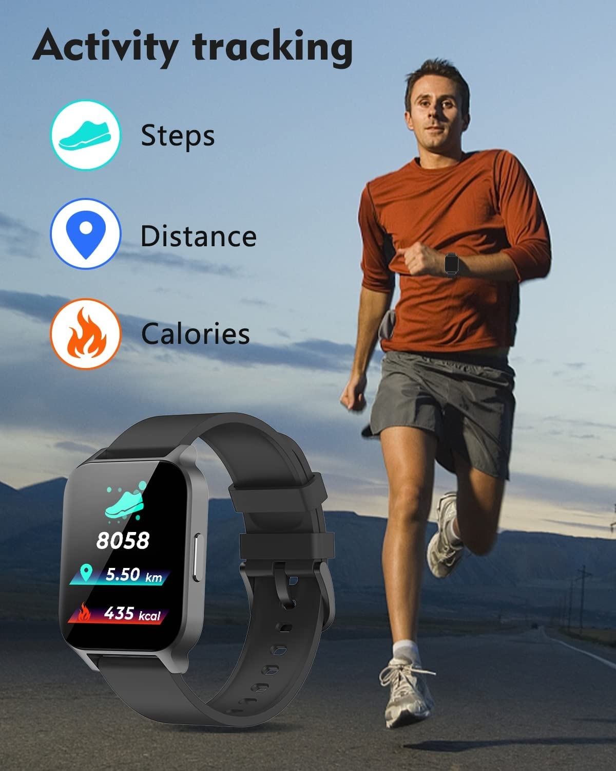 GRV Montre connectée pour Femme Homme Oxymetre Smartwatch Compatible  Android iOS Montre Sport Podometre Cardiofrequencemetre Montre Intelligente  Bluetooth Etanche IP68 Fond d'écran Personnalisé Météo : :  High-Tech