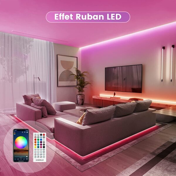 Ruban LED TV 3.5M, 5050 RGB Bande Lumineuses USB avec App