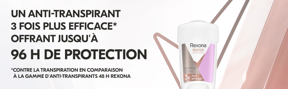 Rexona Déodorant Stick Anti-Transpirant Confidence 96H, 3 fois plus efficace, 96 h de protection